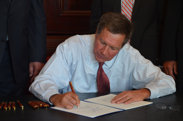 Ohio Gov. John Kasich signs Senate Bill 66 which updates Ohio's Commodity Handlers law, also known as the grain indemnity fund and program.
